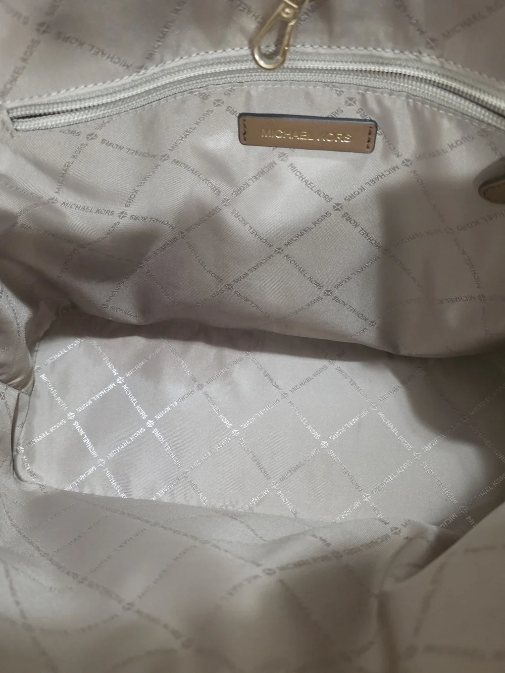 Michael Kors Signature MK Logo Tote in Vanilla and Brown - Picture 6 of 7